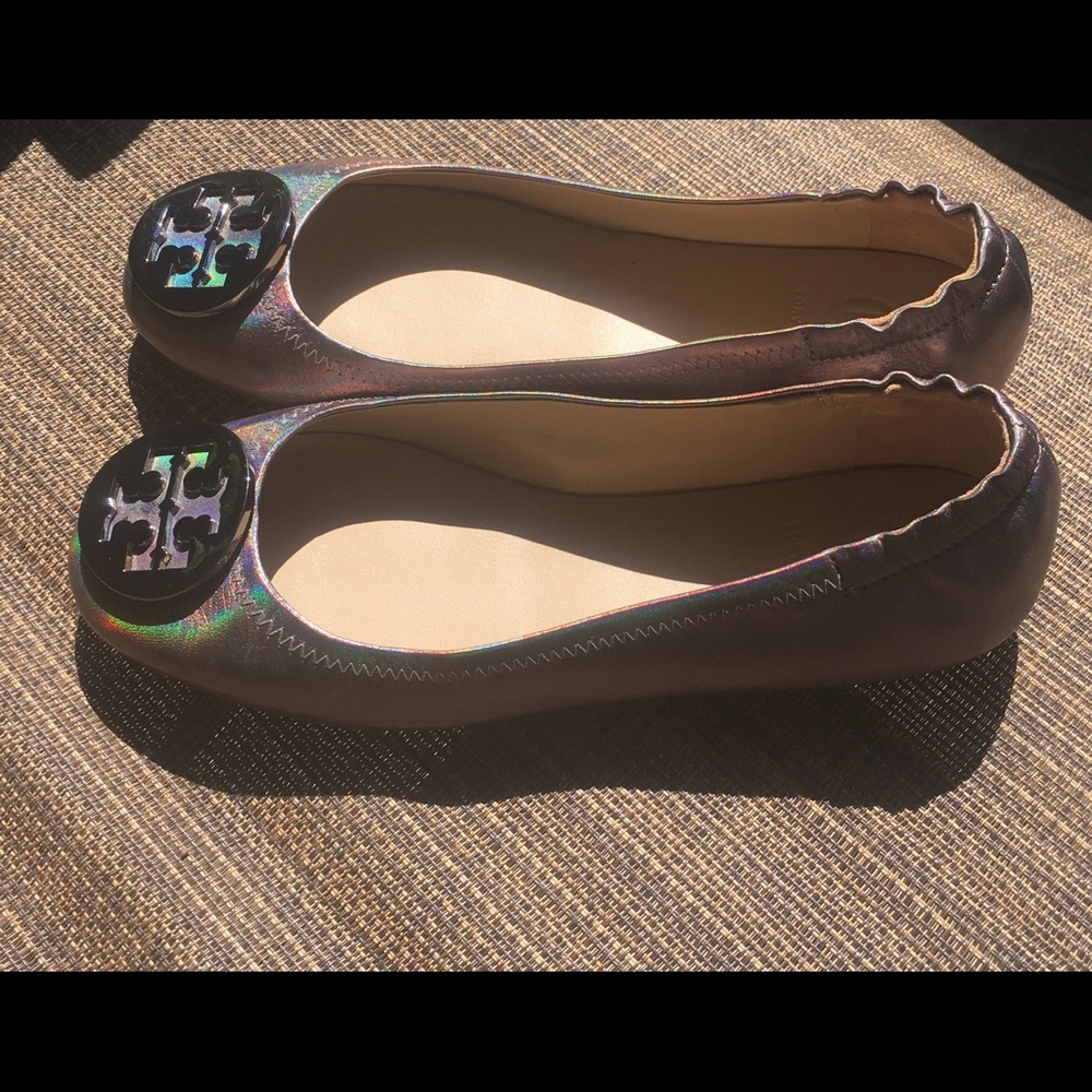 Tory Burch Minnie packable flat hologram gunmetal - Picture 5 of 8